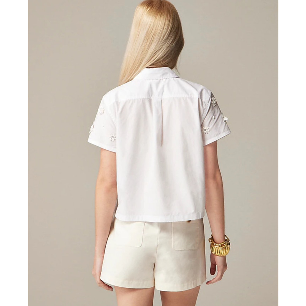 J Crew Collection Embellished Button Up Cotton Shirt US Women's 0 New - Picture 2 of 7